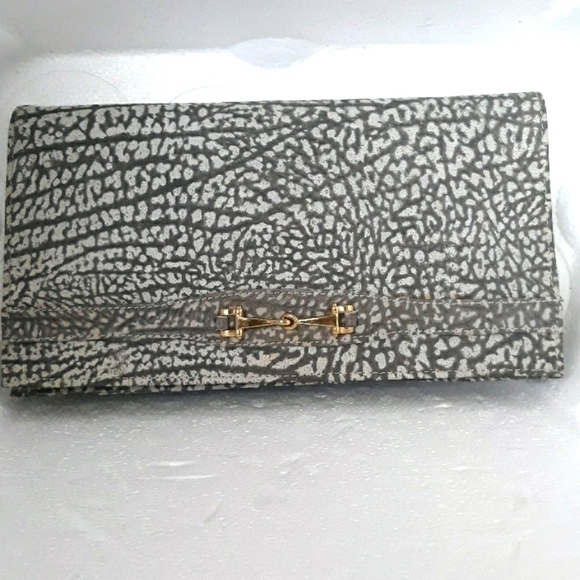 Seberini Vintage Suede Leather Texture Grey Clutch - Picture 1 of 7